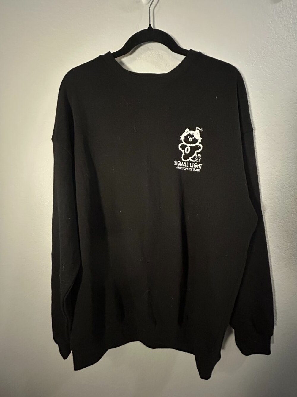 🎨Oversized Graphic Black Sweater – Women’s Large | “Don’t Stop Keep Going”🎨